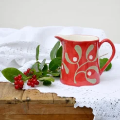 Christmas Red Mistletoe Milk Jug - Hand Painted -Christmas Homeware & Accessories Shop featureditemlargei 643