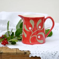 Christmas Red Mistletoe Milk Jug - Hand Painted -Christmas Homeware & Accessories Shop featureditemlargei 644