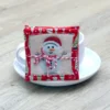 Set Of Four Quilted Christmas Coasters With Santa, Snowmen, Trees And Snowflakes