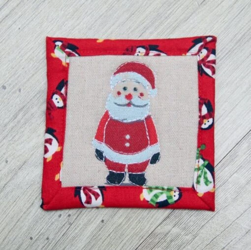 Set Of Four Quilted Christmas Coasters With Santa, Snowmen, Trees And Snowflakes -Christmas Homeware & Accessories Shop featureditemlargei 653