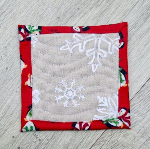 Set Of Four Quilted Christmas Coasters With Santa, Snowmen, Trees And Snowflakes -Christmas Homeware & Accessories Shop featureditemlargei 655