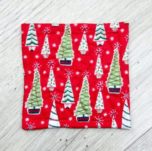 Set Of Four Quilted Christmas Coasters With Santa, Snowmen, Trees And Snowflakes -Christmas Homeware & Accessories Shop featureditemlargei 658