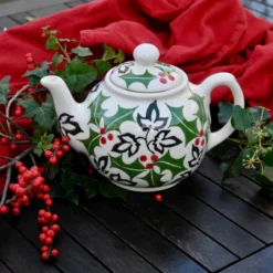 Christmas Holly And Ivy Teapot - Hand Painted -Christmas Homeware & Accessories Shop featureditemlargei 66