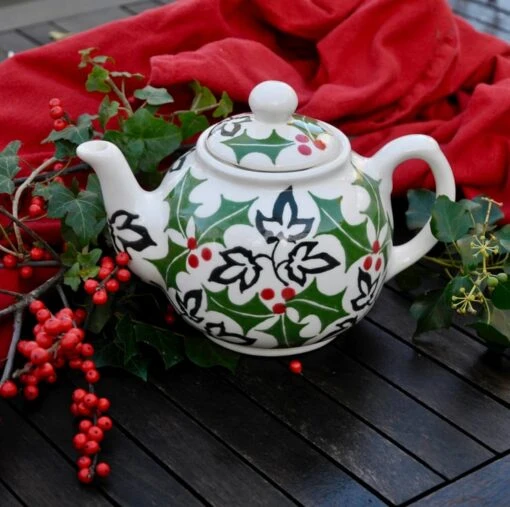 Christmas Holly And Ivy Teapot - Hand Painted -Christmas Homeware & Accessories Shop featureditemlargei 66