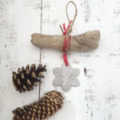 Christmas Decoration, Pottery And Driftwood, Snowflake Decoration