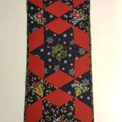 Christmas Table Runner, Navy-burgundy Stars