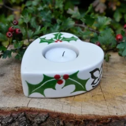 Holly & Ivy Christmas Tea Light Holder - Hand Painted -Christmas Homeware & Accessories Shop featureditemlargei 682