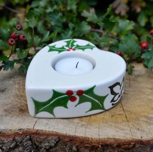 Holly & Ivy Christmas Tea Light Holder - Hand Painted -Christmas Homeware & Accessories Shop featureditemlargei 682