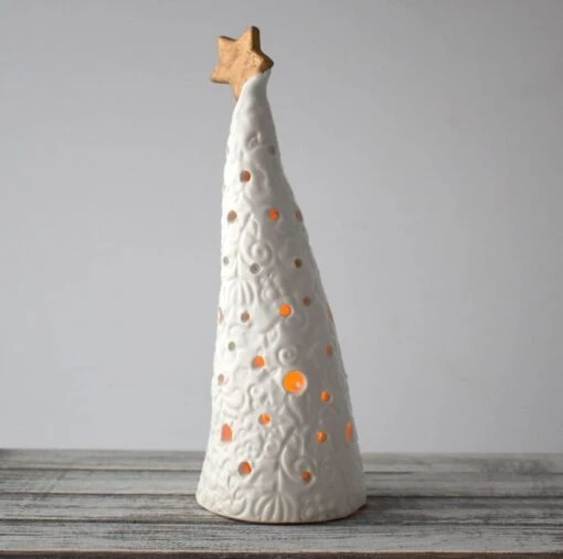 A104 Ceramic Christmas Tree Tea Light Holder (UK Postage Free)
