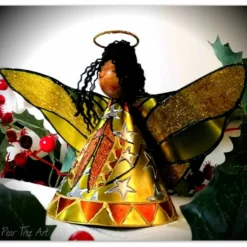 Large: Yellow Tin Angel Christmas Tree Topper -Christmas Homeware & Accessories Shop featureditemlargei 701