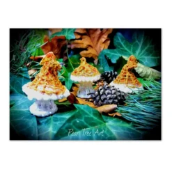 Gold Toadstool Christmas Decorations Set Of 3