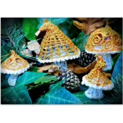 Gold Toadstool Christmas Decorations Set Of 3 -Christmas Homeware & Accessories Shop featureditemlargei 724