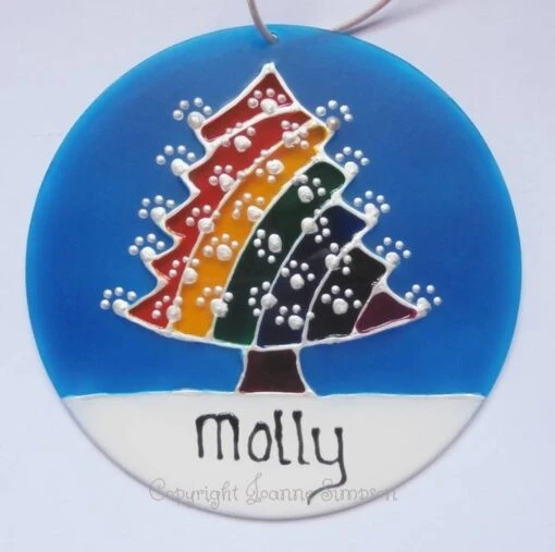 Rainbow Christmas Tree Pet Memorial Sun Catcher Decoration. Christmas Decoration