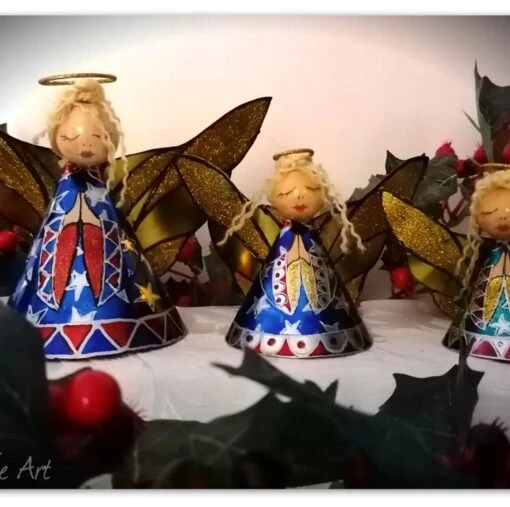 Medium: Tin Angel Christmas Tree Decoration (Turquoise And Orange) -Christmas Homeware & Accessories Shop featureditemlargei 751