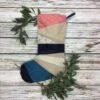 Handmade Christmas Stocking- Large Patchwork, Quilted, Punch Hook! Navy, Cream A