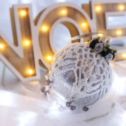 Silver And White Crochet Lace Vintage Style Christmas Bauble, J4 -Christmas Homeware & Accessories Shop featureditemlargei 768