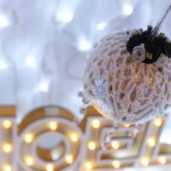 Silver And White Crochet Lace Vintage Style Christmas Bauble, J4 -Christmas Homeware & Accessories Shop featureditemlargei 772