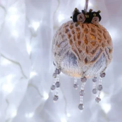 Silver And White Crochet Lace Vintage Style Christmas Bauble, J4 -Christmas Homeware & Accessories Shop featureditemlargei 773