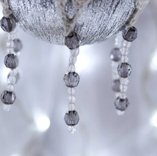 Silver And White Crochet Lace Vintage Style Christmas Bauble, J4 19 Silver And White Crochet Lace Vintage Style Christmas Bauble, J4 -Christmas Homeware & Accessories Shop featureditemlargei 775