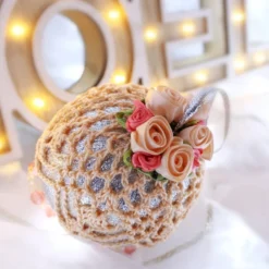 Silver And Peach Crochet Lace Vintage Style Christmas Bauble, E4 -Christmas Homeware & Accessories Shop featureditemlargei 780