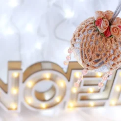 Silver And Peach Crochet Lace Vintage Style Christmas Bauble, E4 -Christmas Homeware & Accessories Shop featureditemlargei 782