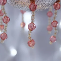 Silver And Peach Crochet Lace Vintage Style Christmas Bauble, E4 -Christmas Homeware & Accessories Shop featureditemlargei 785