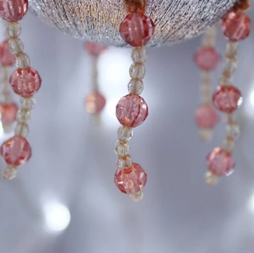 Silver And Peach Crochet Lace Vintage Style Christmas Bauble, E4 -Christmas Homeware & Accessories Shop featureditemlargei 785