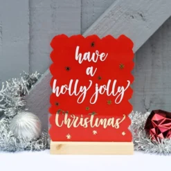 Handpainted Holly Jolly Christmas Merry Xmas A5 Acrylic SIGN Shop Home Decor -Christmas Homeware & Accessories Shop featureditemlargei 792