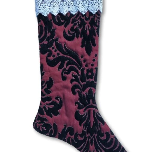 Large Quilted Christmas Stocking, Vintage Victorian Style With Lace Trim -Christmas Homeware & Accessories Shop featureditemlargei 799