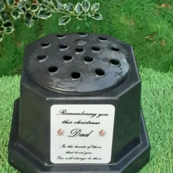 Christmas Grave Plaque Memorial Flower Vase Rose Bowl With Personalised Plate -Christmas Homeware & Accessories Shop featureditemlargei 815