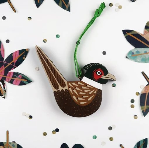 Pheasant Hanging Ornament For Christmas Tree, Gift For Hunters.
