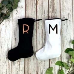 White Christmas Stockings-Holiday Decoration, Custom Initial. Xmas Alphabet -Christmas Homeware & Accessories Shop featureditemlargei 833