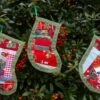 Christmas Stocking Decorations Patchwork Green.