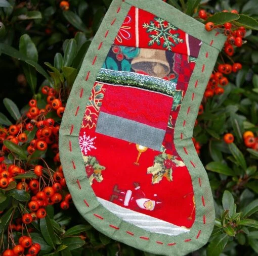 Christmas Stocking Decorations Patchwork Green. -Christmas Homeware & Accessories Shop featureditemlargei 840