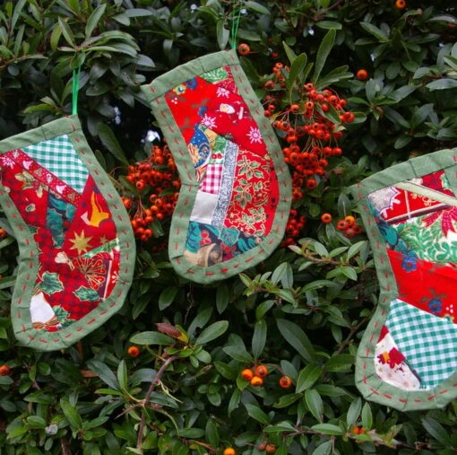 Christmas Stocking Decorations Patchwork Green. -Christmas Homeware & Accessories Shop featureditemlargei 841