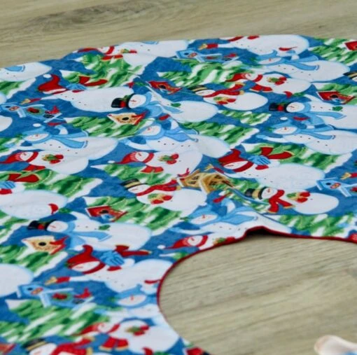 Christmas Tree Skirt With Snowman Patterned Fabric And Ribbon Ties. 8 Christmas Tree Skirt With Snowman Patterned Fabric And Ribbon Ties. -Christmas Homeware & Accessories Shop featureditemlargei 844