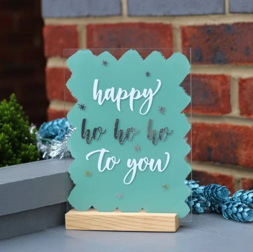 Happy Ho Ho Ho Merry Christmas Xmas 15x20cm A5 Acrylic SIGN Home Decor Shop