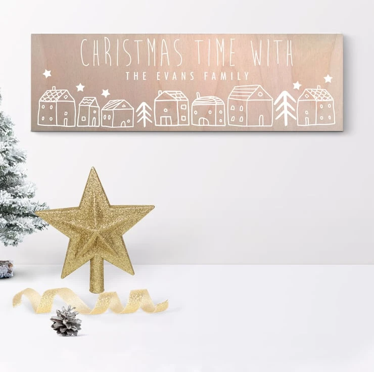 Personalised Christmas Houses Wood Sign - 4 Colours 3 Personalised Christmas Houses Wood Sign - 4 Colours - Image 3