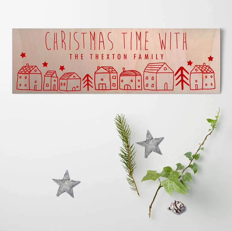 Personalised Christmas Houses Wood Sign - 4 Colours 5 Personalised Christmas Houses Wood Sign - 4 Colours - Image 5