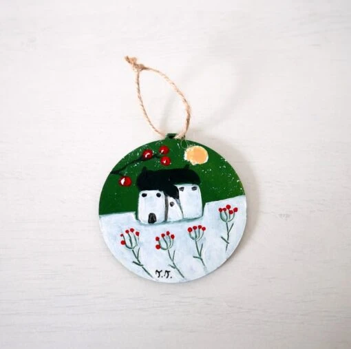 Green Christmas Bauble, Hanging Tree Decoration, Handmade Christmas, Winter