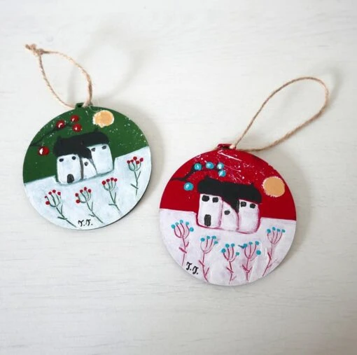 Green Christmas Bauble, Hanging Tree Decoration, Handmade Christmas, Winter -Christmas Homeware & Accessories Shop featureditemlargei 878