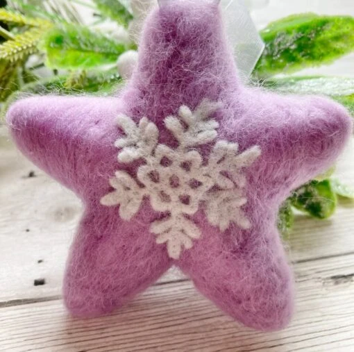 Set Of 7 Needle-felted Baubles, Christmas Snowflake Baubles -Christmas Homeware & Accessories Shop featureditemlargei 882