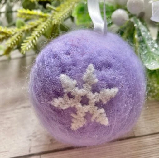 Set Of 7 Needle-felted Baubles, Christmas Snowflake Baubles -Christmas Homeware & Accessories Shop featureditemlargei 884