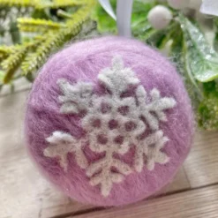 Set Of 7 Needle-felted Baubles, Christmas Snowflake Baubles 16 Set Of 7 Needle-felted Baubles, Christmas Snowflake Baubles -Christmas Homeware & Accessories Shop featureditemlargei 886