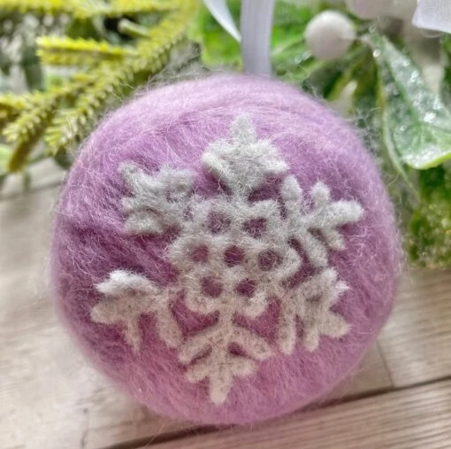 Set Of 7 Needle-felted Baubles, Christmas Snowflake Baubles -Christmas Homeware & Accessories Shop featureditemlargei 886