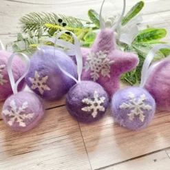 Set Of 7 Needle-felted Baubles, Christmas Snowflake Baubles 18 Set Of 7 Needle-felted Baubles, Christmas Snowflake Baubles -Christmas Homeware & Accessories Shop featureditemlargei 888