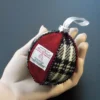 Harris Tweed Bauble Christmas Tree Decoration Red And Black Handmade Ornament