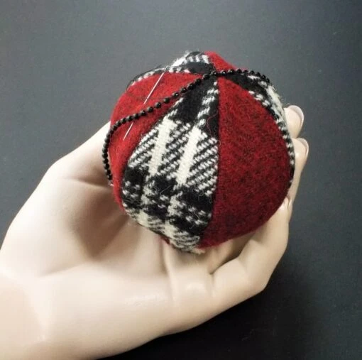 Harris Tweed Bauble Christmas Tree Decoration Red And Black Handmade Ornament -Christmas Homeware & Accessories Shop featureditemlargei 902