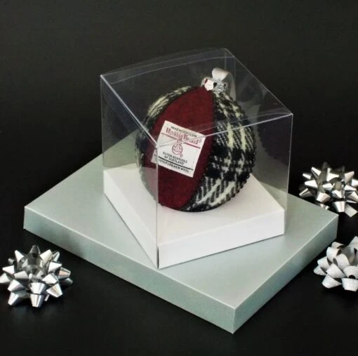 Harris Tweed Bauble Christmas Tree Decoration Red And Black Handmade Ornament -Christmas Homeware & Accessories Shop featureditemlargei 903