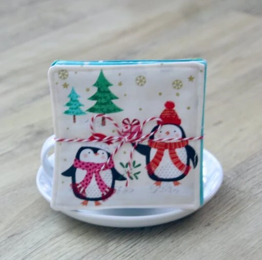 Set Of Four Christmas Coasters With Fun, Quirky Scenes